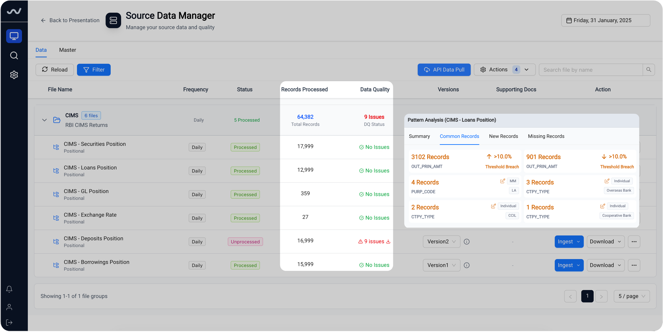Source Management interface